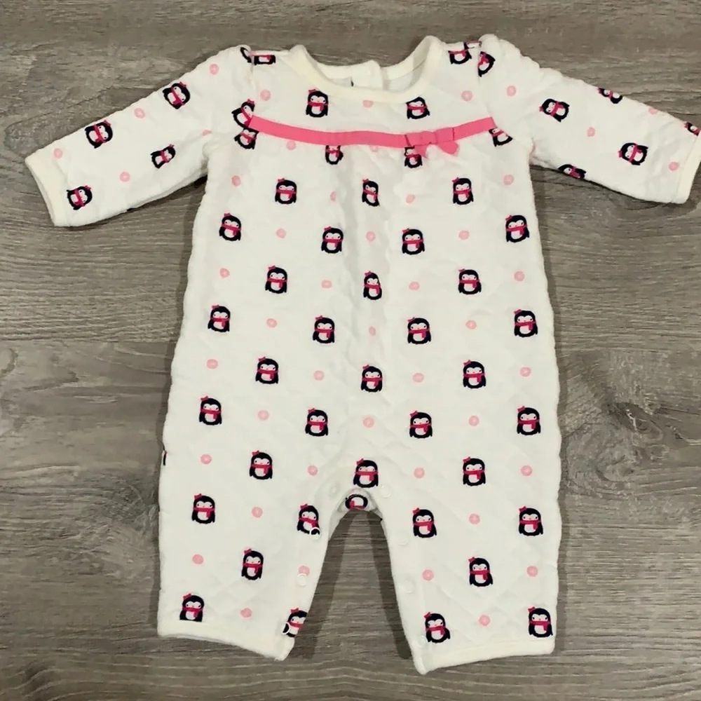 Gymboree Quilted Penguin Baby Girl One Piece